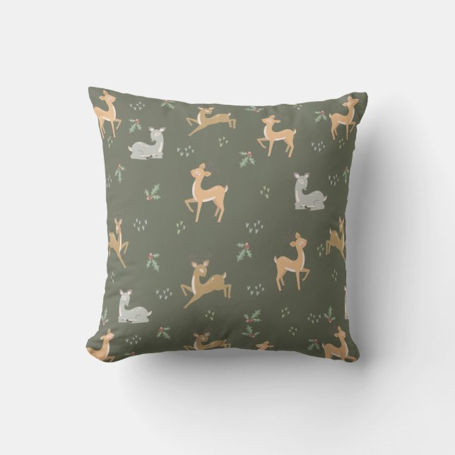 Coussin Noël Cerf Motif sans couture (Recto)