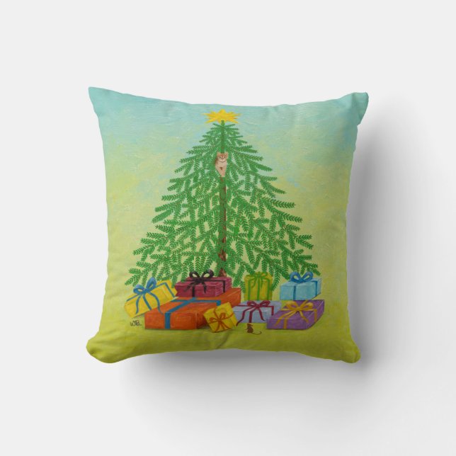 Coussin Noël Chat et Souris (Recto)