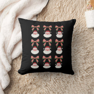Coussin Noël Coquette Bow Santa Vintage Xmas Rétro
