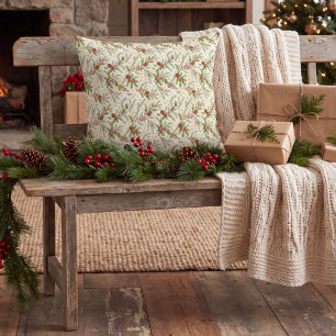 Coussin Noël Cozy Woodland Pommes de pin & Branches