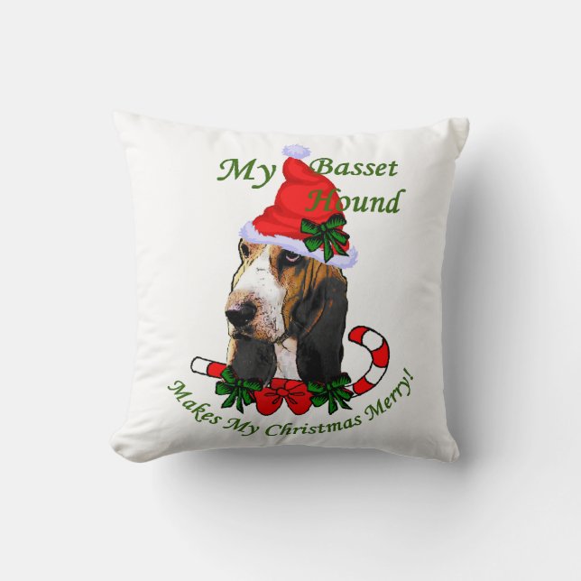 Coussin Noël de Basset Hound (Recto)