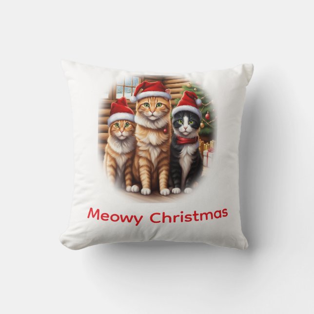 Coussin Noël de chatons mignons (Recto)