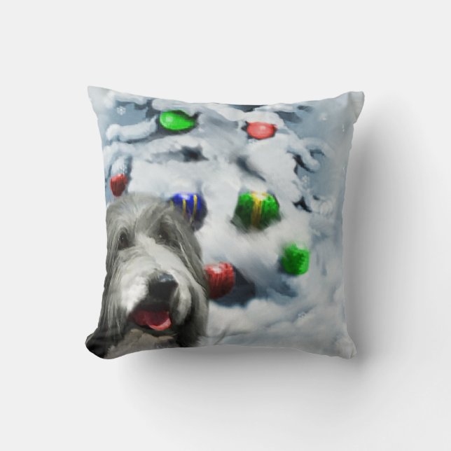 Coussin Noël de Collie barrée (Recto)