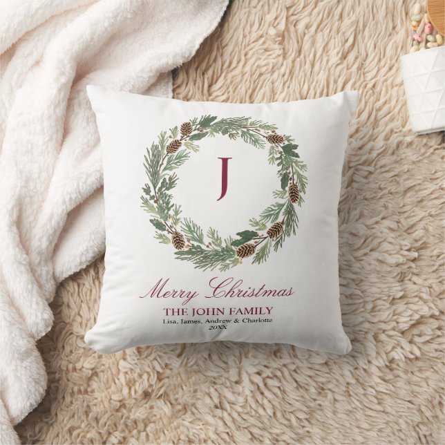 Coussin Noël de la couronne de pin rustique (Couverture)