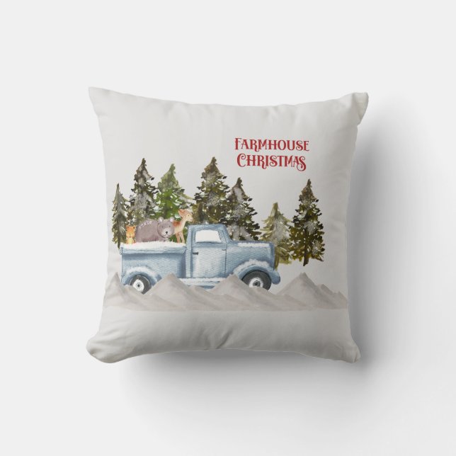 Coussin Noël de la ferme forestière (Recto)
