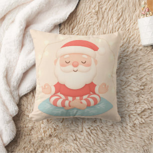 Coussin Noël de méditation de Santa de yoga rose personnal