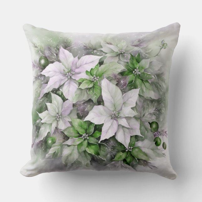 Coussin Noël de Poinsettias (Recto)
