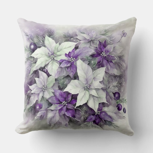 Coussin Noël de Poinsettias (Recto)