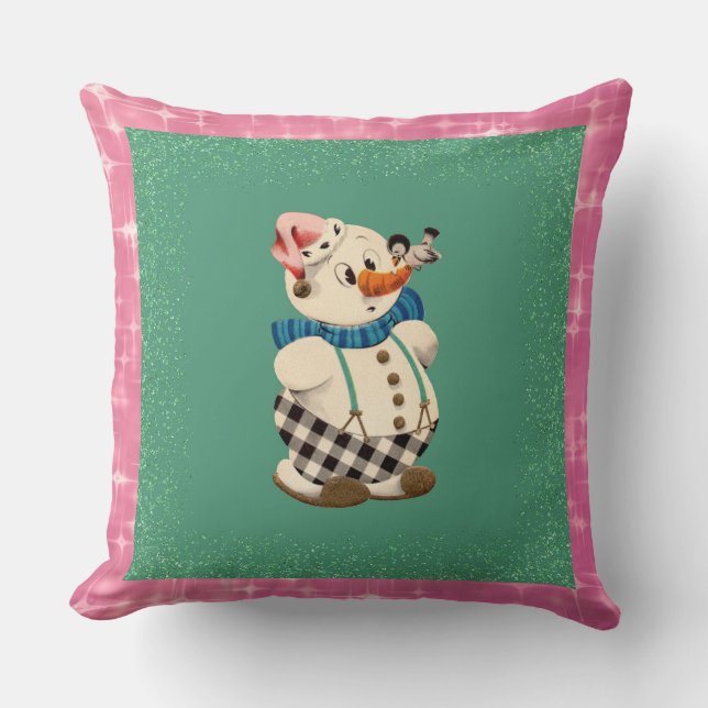 Coussin Noël de Snowman Vintage (Recto)