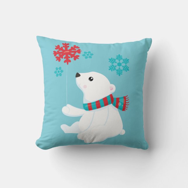 Coussin Noël de vacances de l'ours blanc | (Recto)