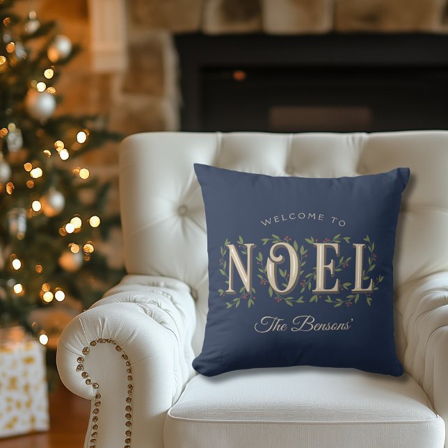 Coussin Noel Décor Bleu Personnalisé Noël (Créateur téléchargé)