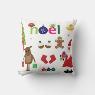 Coussin Noël décoratif cloches du Père Noël