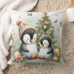 Coussin Noël des pingouins