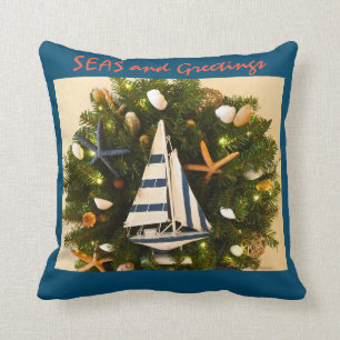 Coussin Noël des "SAAS et salutations" de la côte tropic