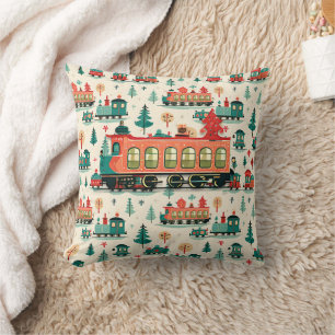 Coussin Noël des trains vintages