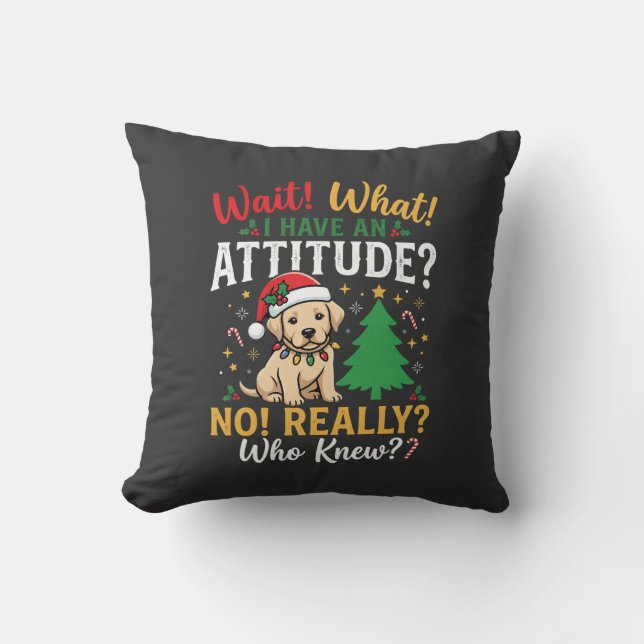 Coussin Noël drôle attitude chien vacances (Recto)