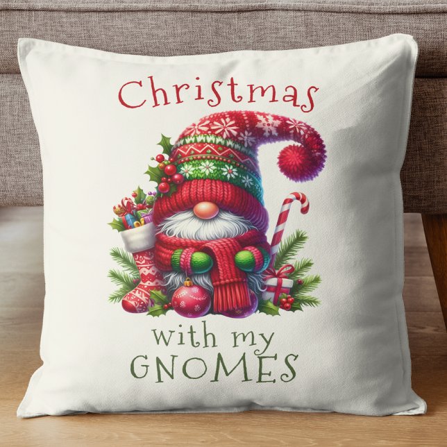 Coussin Noël drôle avec mes Gnomes vacances (Créateur téléchargé)