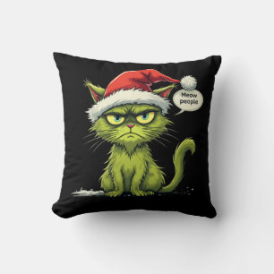 Coussin Noël drôle "Ew People" Meowy Amoureux de les chats