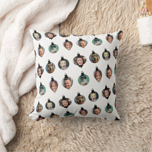 Coussin Noël Drôles de Photos de Famille Visages Ornements
