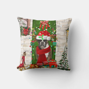 Coussin Noël du chien de boxe
