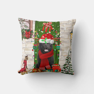 Coussin Noël du chien de Terre-Neuve
