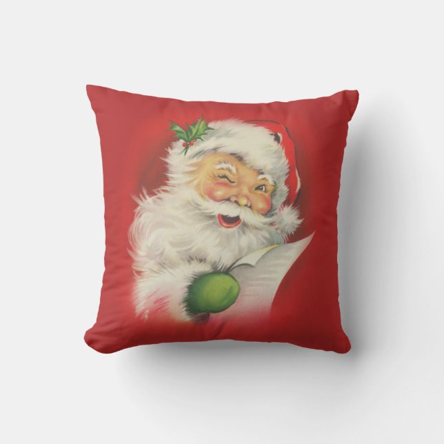 Coussin Noël du Père Noël vintage (Recto)