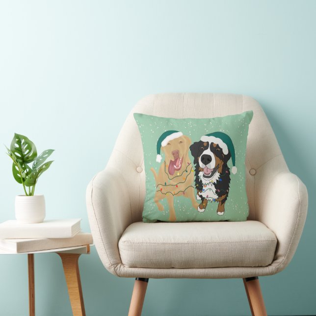 Coussin Noël Dudley Et Bernese (Chaise)