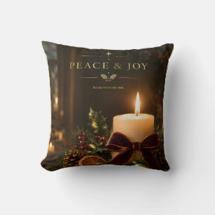 Coussin Noël élégant à la lumière des bougies, paix et joi
