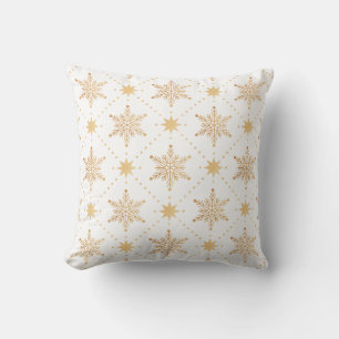 Coussin Noël élégant Patttern de flocons de neige d'or