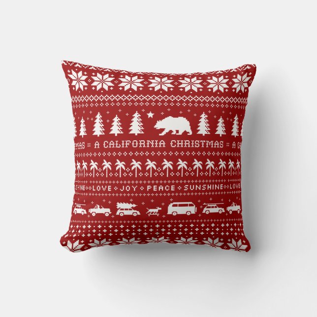 Coussin Noël en Californie| Motif de vacances Cool (Recto)
