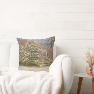Coussin Noël en forêt, par Gary Poling