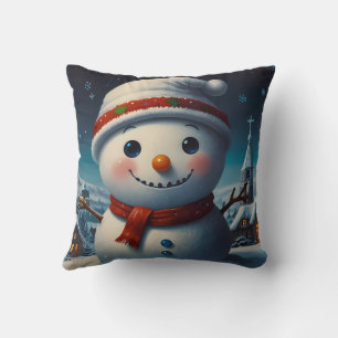 Coussin Noël enneigé fête joyeuse