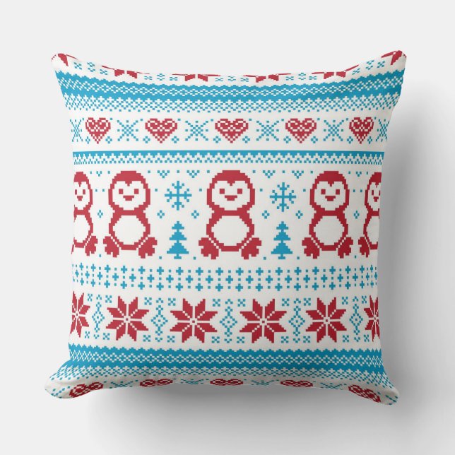 Coussin Noël et l'hiver ont tricoté le motif (Recto)