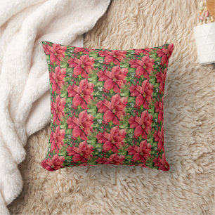 Coussin Noël Fête Poinsettia
