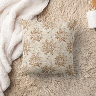 Coussin Noël Flocons de Neige Crème Marron