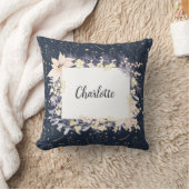 Coussin Noël Floral Bleu Élégant (Couverture)