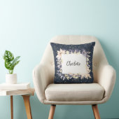 Coussin Noël Floral Bleu Élégant (Chaise)