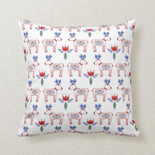 Coussin Noël floral scandinave de motif de renne