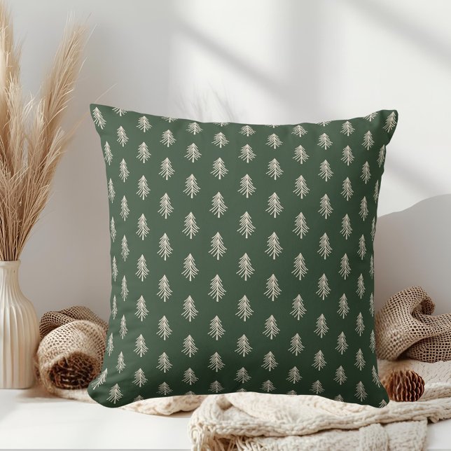 Coussin Noël Forest Green et pins beige (Créateur téléchargé)