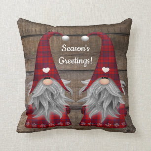 Coussin Noël Gnome Bonnes Fêtes Rustic Wood