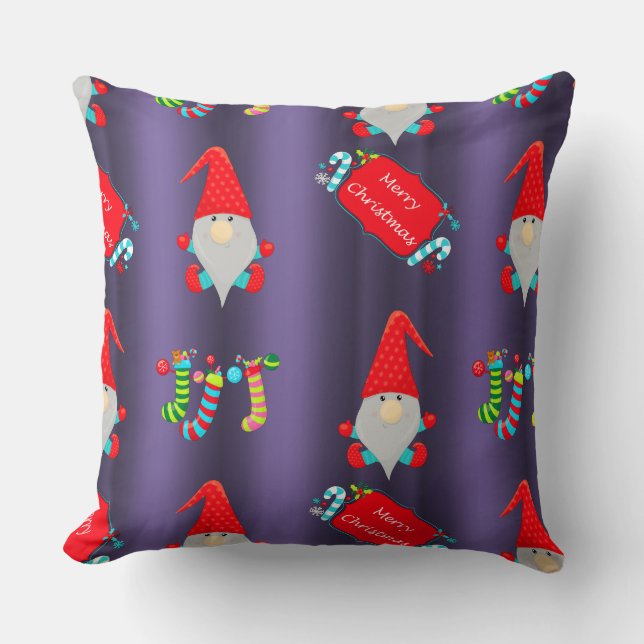 Coussin Noël Gnomes mignons (Recto)