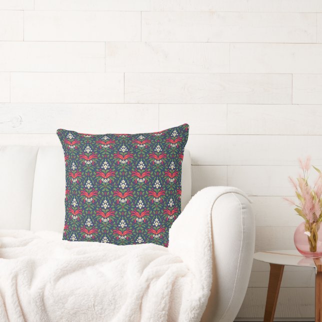 Coussin Noël, Green Holly Feuilles, Red Berries, Bow (Canapé)