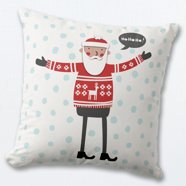 Coussin Noël Hipster Père Noël (Hipster Santa in skinny jeans Christmas pillow)