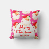 Coussin Noël Jolly Santa Claus Rose Joyeux Salutation (Recto)