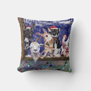 Coussin Noël Joyeuse fête des animaux de ferme drôle Couss