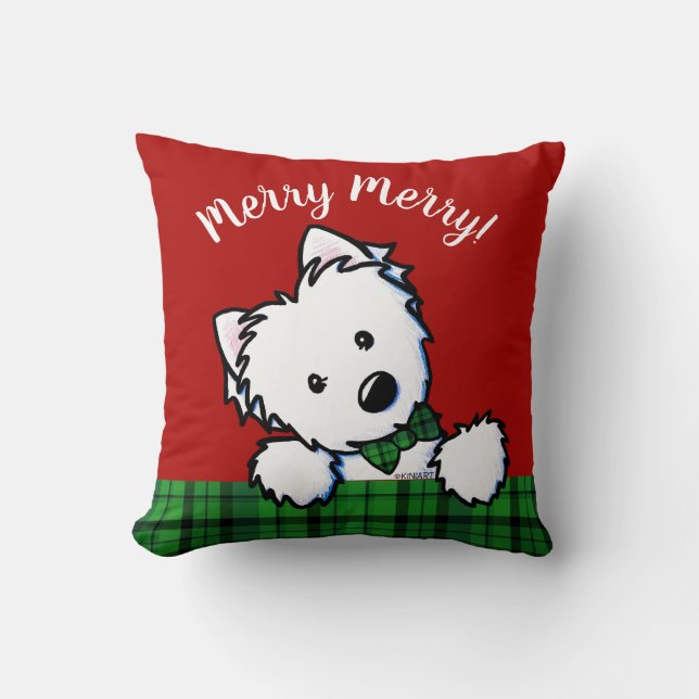 Coussin Noël KiniArt Westie (Recto)