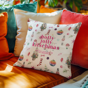 Coussin Noël Kitsch   Rétro Fêtes de fin d'année Holly Jol