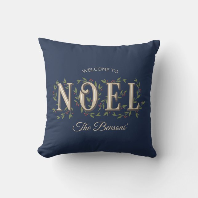 Coussin Noel Lettres décoratives Marine Bleu SVG Noël (Recto)