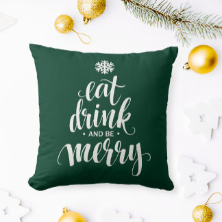 Coussin Noël Mangez Boire et être Joyeux Vert
