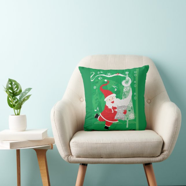 Coussin Noël mignon, chant et danse Père Noël (Chaise)